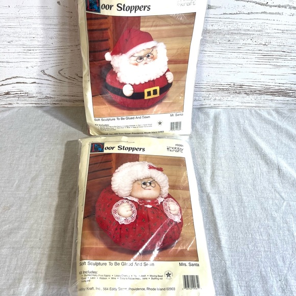 Vintage hobby Kraft craft kit Santa Mrs Claus door stoppers unopened - Picture 1 of 5
